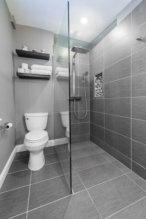 Gray tile walk-in shower remodel in South Florida